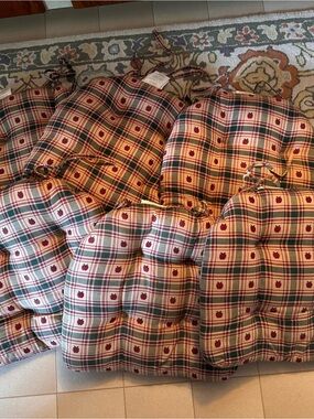 Plaid Chair Cushions / Pads - Set of 6
